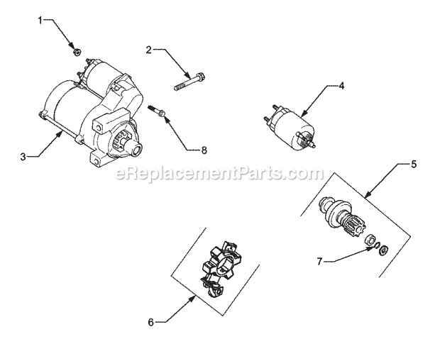 Starting System Diagram and Parts List for GT3204 14A-671-710 Cub Cadet Lawn Tractor